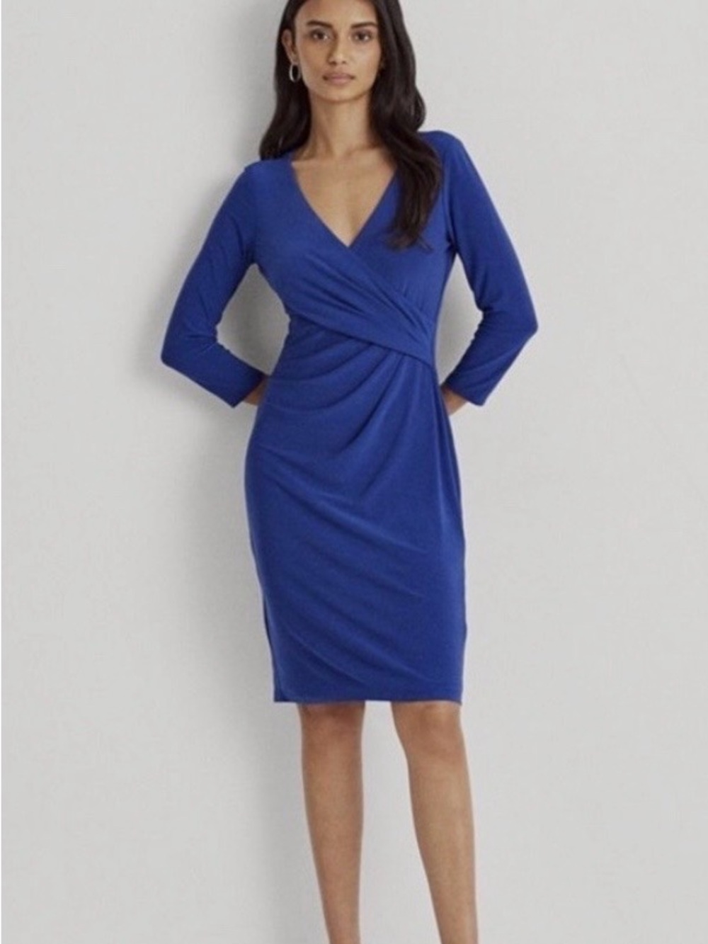 Ralph Lauren Elegant Wrap-Style Blue Jersey Dress
